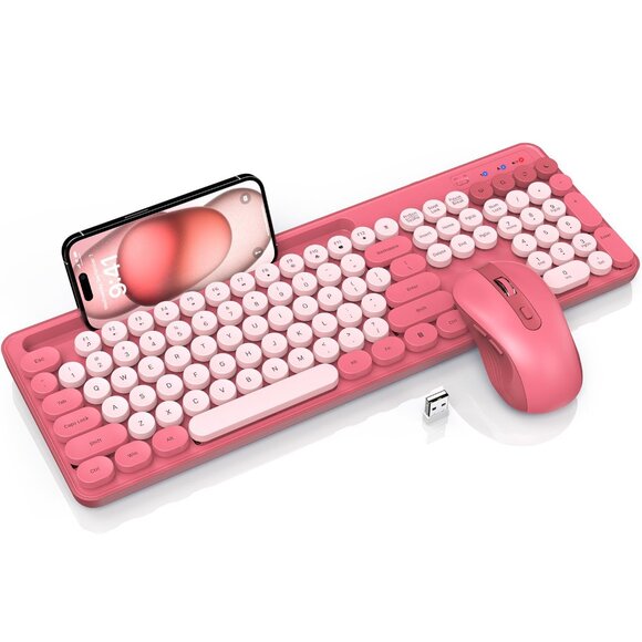 NEW Wireless Keyboard and Mouse Combo, Retro Round Keycaps - Picture 1 of 1